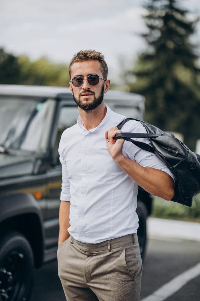Technician working on car