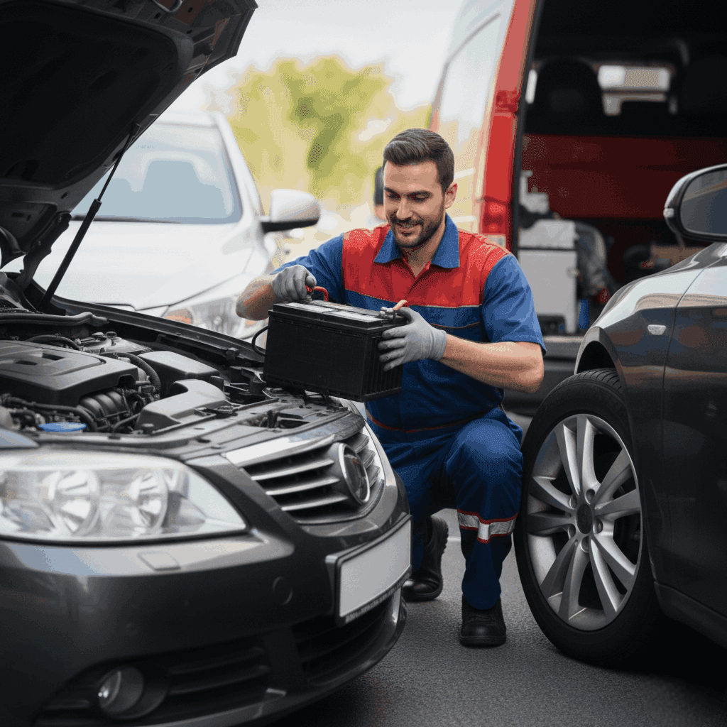 Mechanic working on car